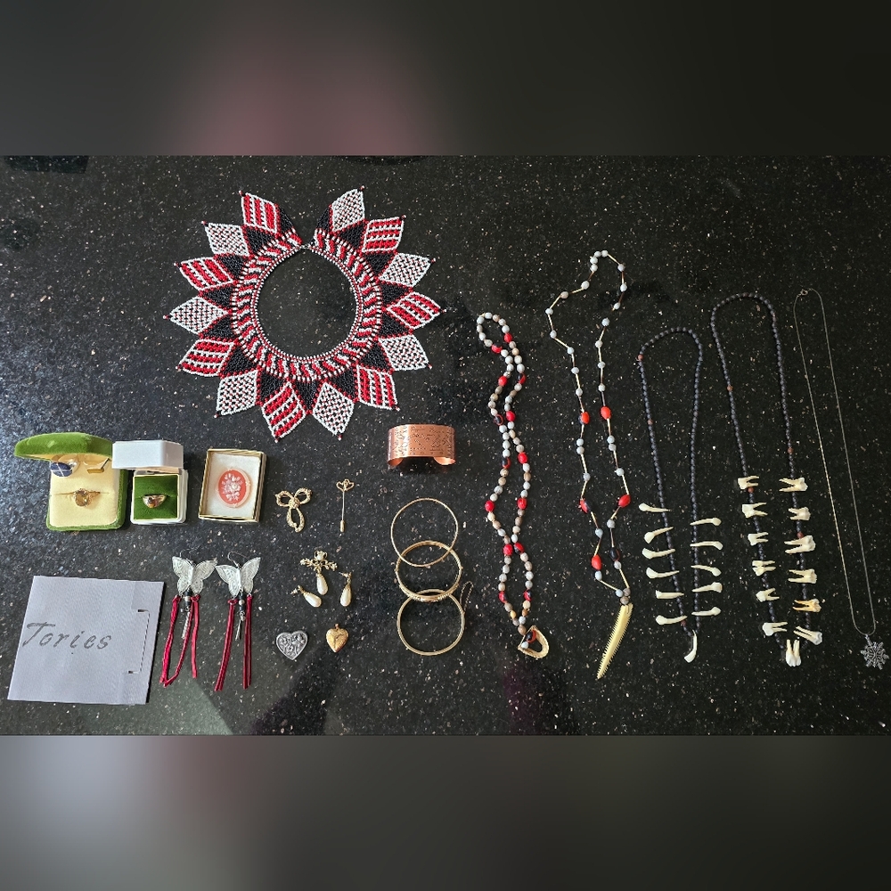 Unique Jewelry Collection Incl Internationally Sourced Necklaces Rings Bracelets